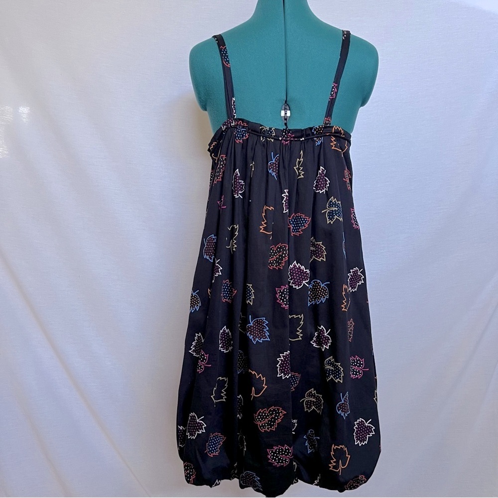 Marc By Marc Jacobs Black Cotton Bubble Dress with Multicolor Leaf Design - Picture 2 of 15